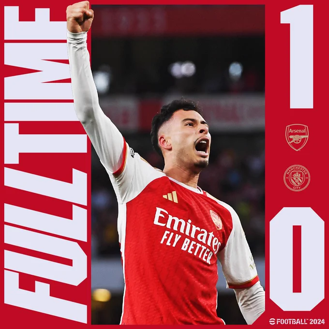 Full Time: Arsenal 1-0 Manchester City (Martinelli)