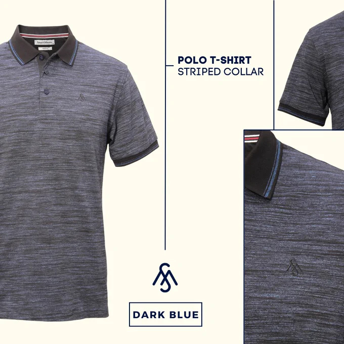 SmartMaster Polo-T Shirt Striped Collar (Dark Blue)