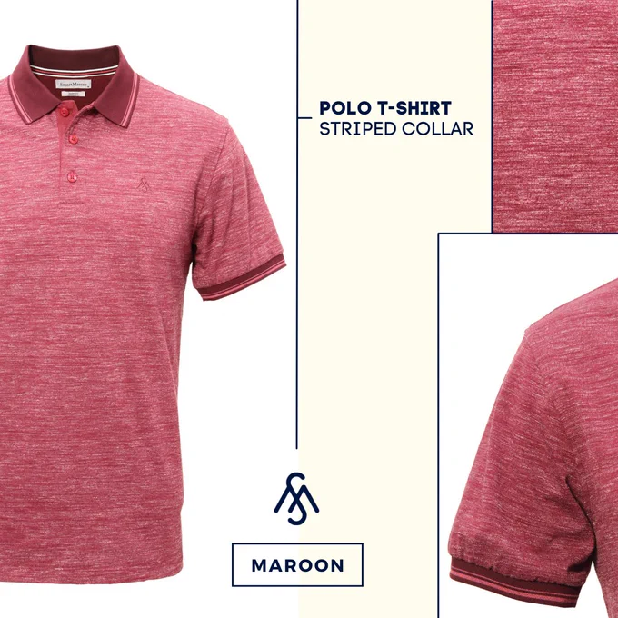SmartMaster Polo-T Shirt Striped Collar (Maroon)
