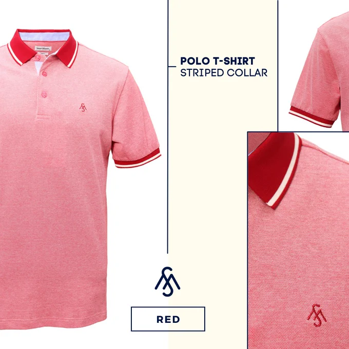 SmartMaster Polo-T Shirt Striped Collar (Red)