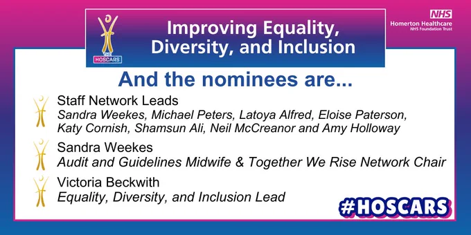 graphic sharing the nominees for the Improving Equality, Diversity, and Inclusion category