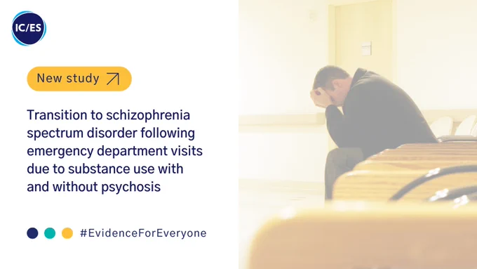 Image: Young man sitting in emergency department waiting room with bowed head in hands 

New study
Transition to schizophrenia spectrum disorder following emergency department visits due to substance use with and without psychosis 
#EvidenceForEveryone
