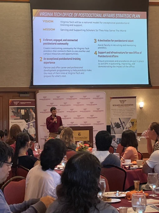 Presenting on our priorities for postdoc support at our Appreciation Lunch.
