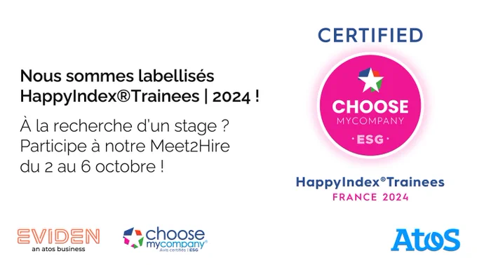 Nous sommes labellisés HappyIndex®Trainees | 2024 par ChooseMyCompany ! 