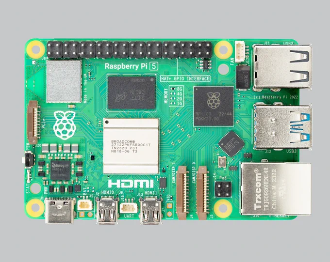 The new Raspberry Pi 5 board.