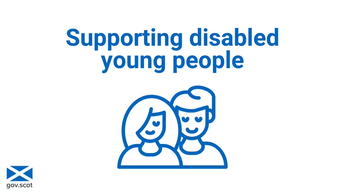 Graphic of two young people with the caption: "Supporting disabled young people"