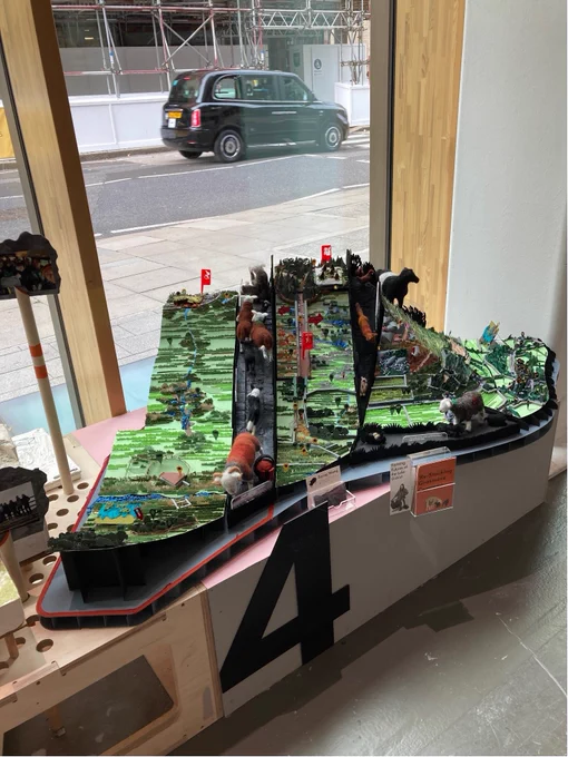 model of steep landscape with sheep
