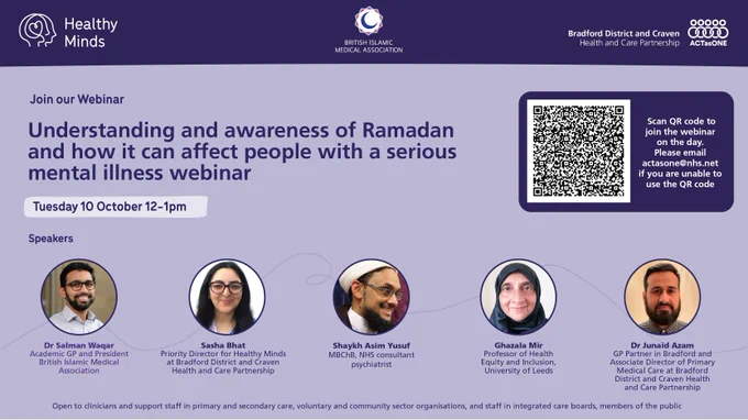 Five people who will be presenting at the webinar, they are Dr Salman Waqar, Sasha Bhat, Shaykh Asim Yusuf, Professor Ghazala Mir, and Dr Junaid Azam