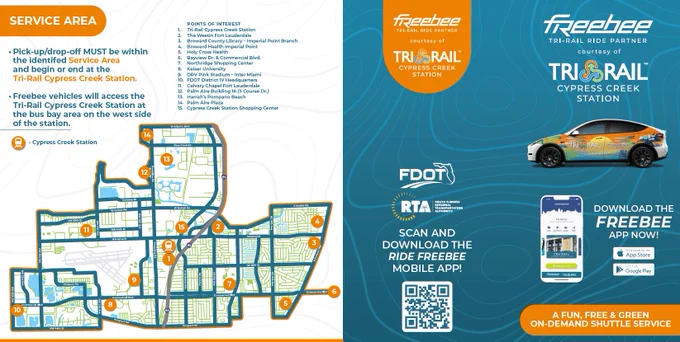 promotional brochure of new cypress creek freebee service