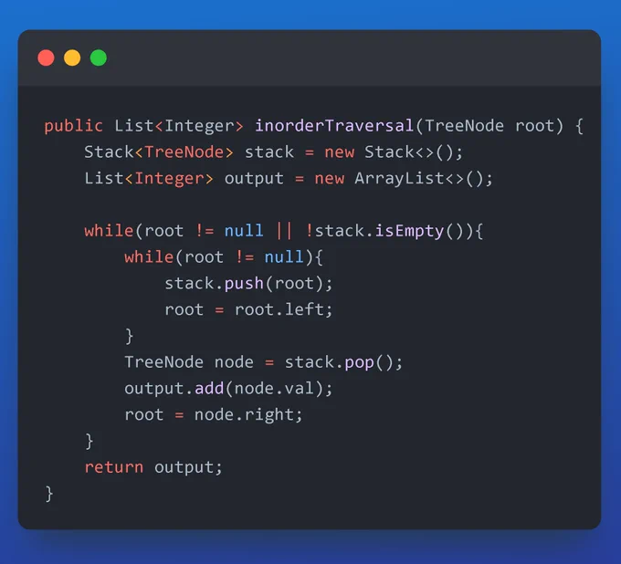 Binary tree inorder traversal without recursion