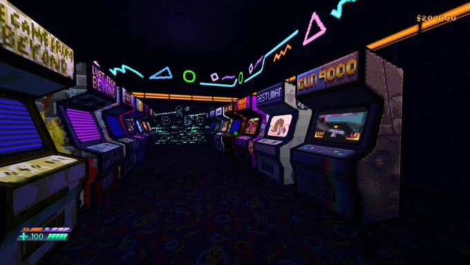 Retro video arcade.