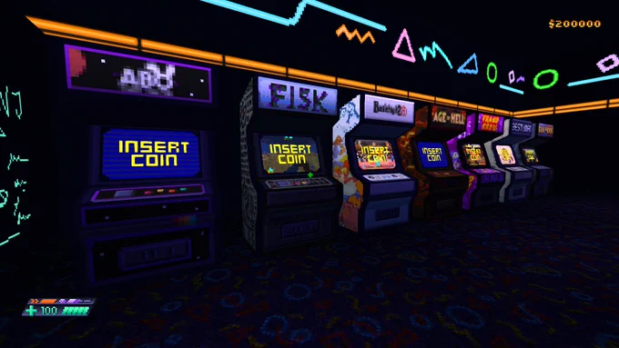 Retro video arcade.