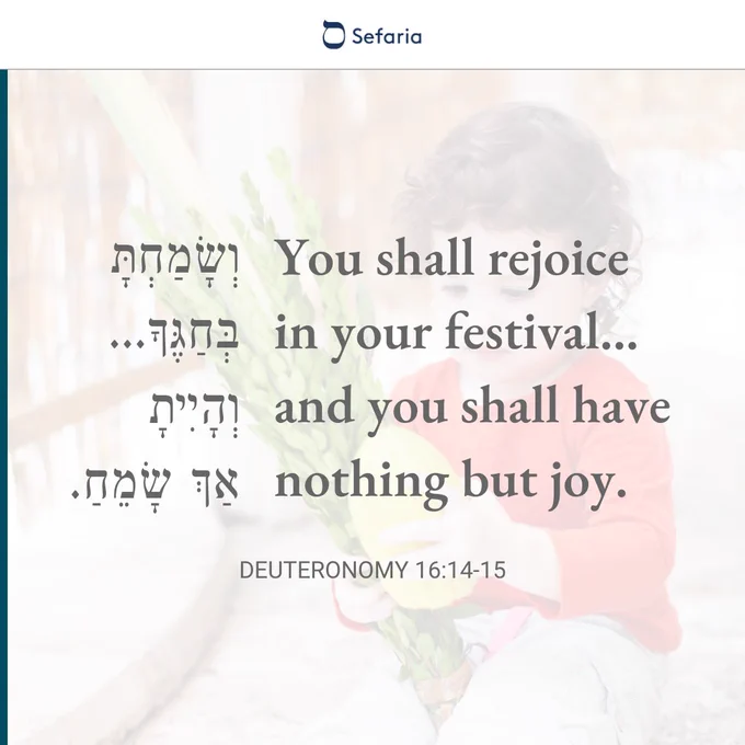 Quote from Deuteronomy 16:14-15: "You shall rejoice in your festival... and you shall have nothing but joy."