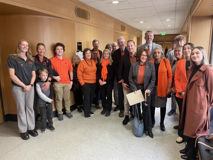 OSU advocates after the House Interim Committee on Higher Education Hearing 