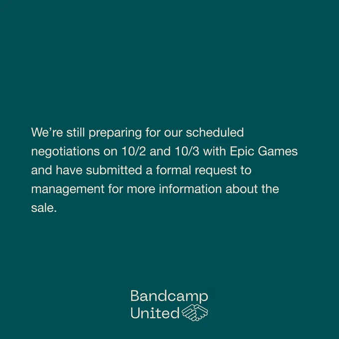 "We’re still preparing for our scheduled negotiations on 10/2 and 10/3 with Epic Games and have submitted a formal request to management for more information about the sale."