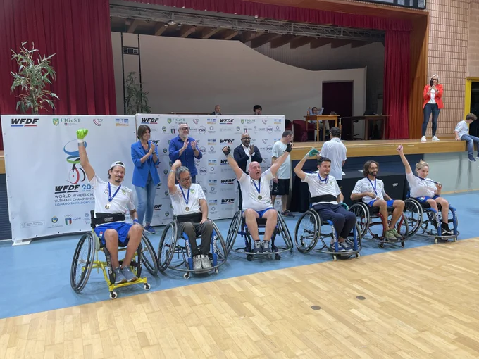 Gold medal winners Italy White at WFDF 2023 World Wheelchair Ultimate Championships