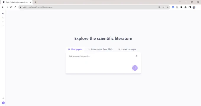 Elicit's homepage.