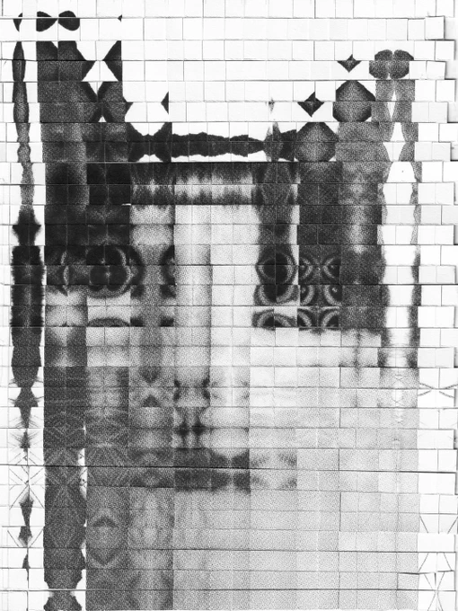 Foto: Analog geschnittene Mosaik-Collage von Kater Mero