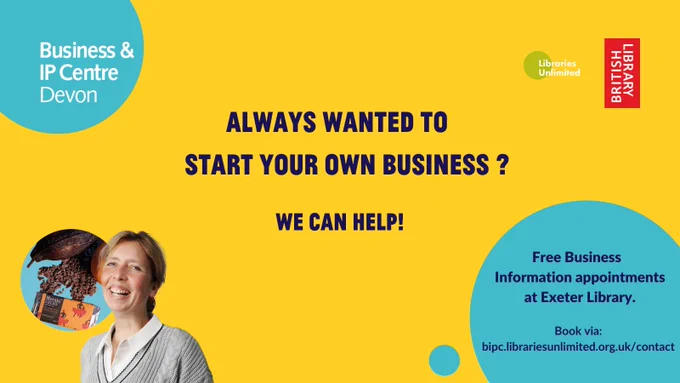 Book a Business Information one-to-one appointment at Exeter Library.