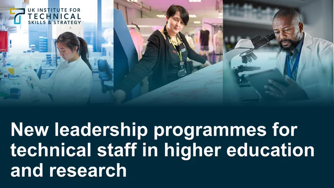 Graphic of three technicians in science, textiles and medical health 