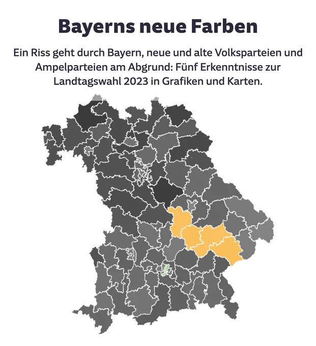 Karte mit Bayerns neuen Farben