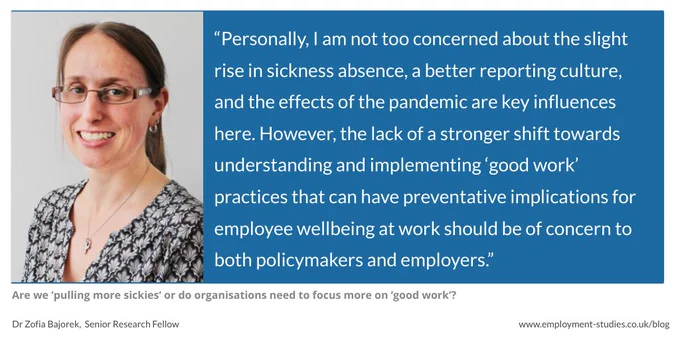 With work sickness absence rates on the rise, and ahead of #WorldMentalHealthDay tomorrow, @DrZofia's blog looks at what's driving this increase & how wellbeing strategies and good work practices can play a pivotal role in supporting employee health. Read: https://bit.ly/3ZPCFor