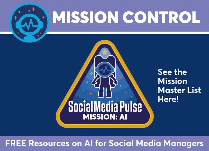 Mission Control with the Social Media Pulse Mission: AI badge and Social Media Pulse logo