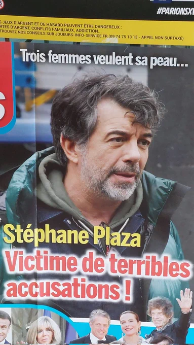 La une d'un magazine provoc a tendance balais à chiotte que Stéphane Plaza accompagné du titre "3 femmes veulent sa peau, victime de terribles accusations !"