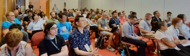A full house at BOSC 2023, one of several events discussed in the latest OBF newsletter