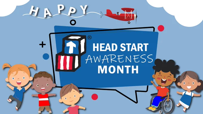 Graphic with text, "Happy Head Start Awareness Month."