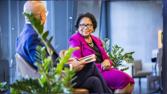Ruth J. Simmons speaks on stage