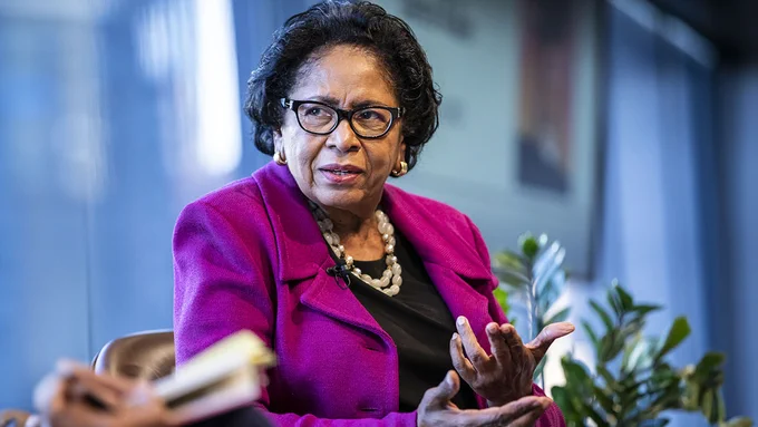 Ruth J. Simmons speaks on stage