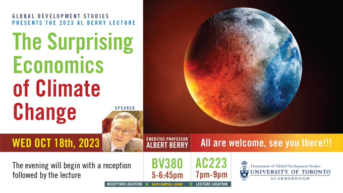 Poster for the Al Berry Lecture, Oct. 18, 7-9 pm AC223 at UTSC