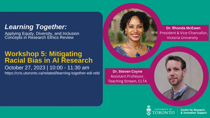 This image is a poster for this session with the title, date, and wordmark for the Centre for Research & Innovation Support. It also includes pictures of Dr. Steven Coyne and Dr. Rhonda McEwen. 