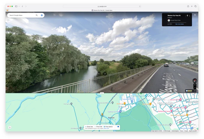 The same view on of the river and trees from a bridge on the A34 looking north west.