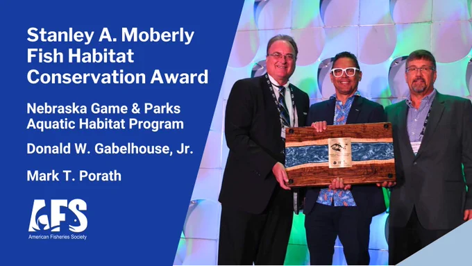 Photo: Keith Koupal (Nebraska Game & Parks), AFS Second Vice President Miguel Garcia, and Mark Porath (Nebraska Game & Parks).