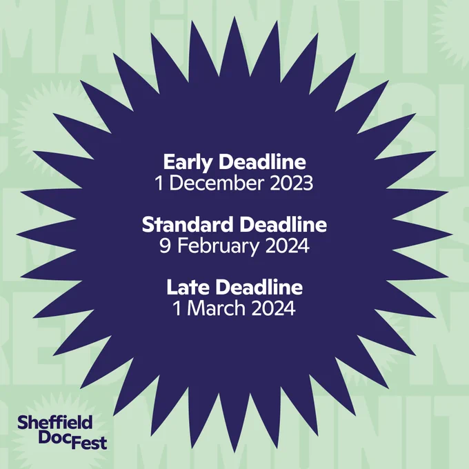 A green graphic with dark blue circular spark shape in the centre. White text over the blue spark reads: Early Deadline 1 December 2023, Standard Deadline 9 February 2024, Late Deadline 1 March 2024.