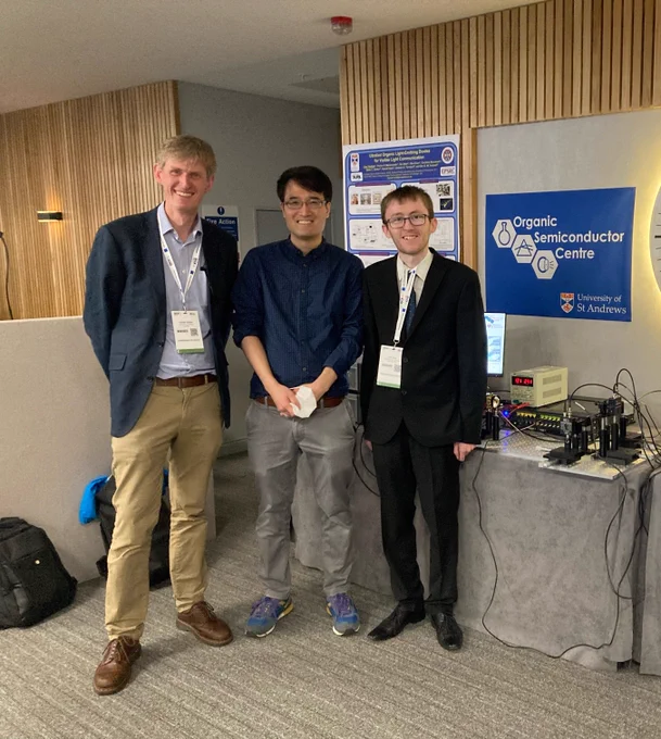 From left to right: Graham, Kou and Liam having presented their work on visible light communications at ECOC in Glasgow
