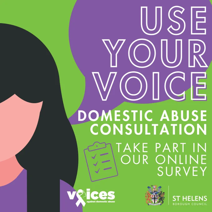 An image which says, "Your Voice Matters' Domestic Abuse Consultation. Take part in our online survey