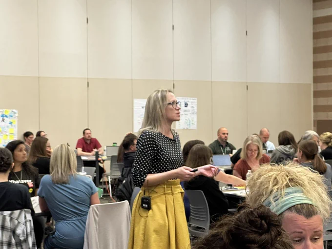 Literacy consultant and author Megan Kortlandt facilitates professional learning.