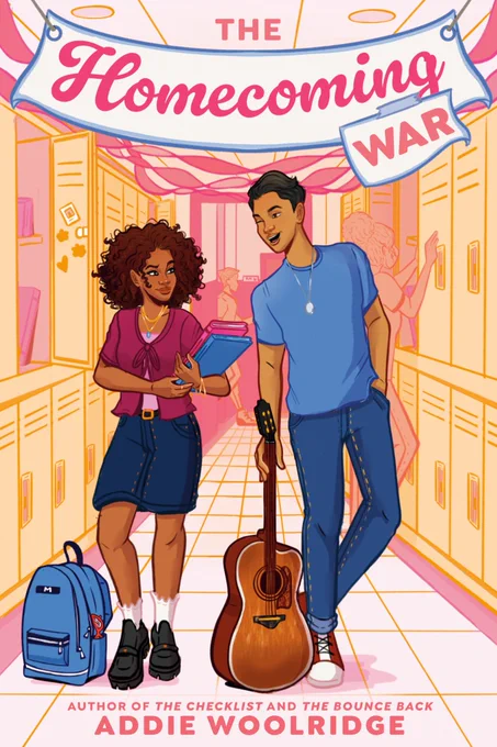 The cover of the homecoming war. It has two people on it standing in a high school hallway. She looks irritated and he looks flirty