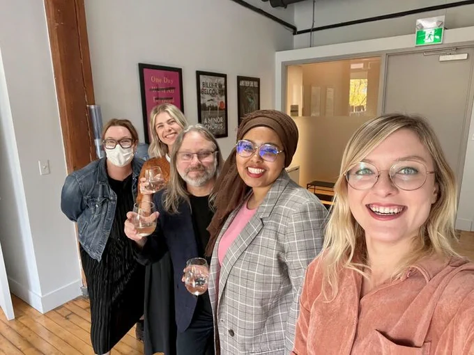 Pictured from left to right are: Suzanne Brandreth, Carolyn Buszynski, Ron Eckel, Hana El Niwairi, and Lindsay Madden, in the new CMD office space. 