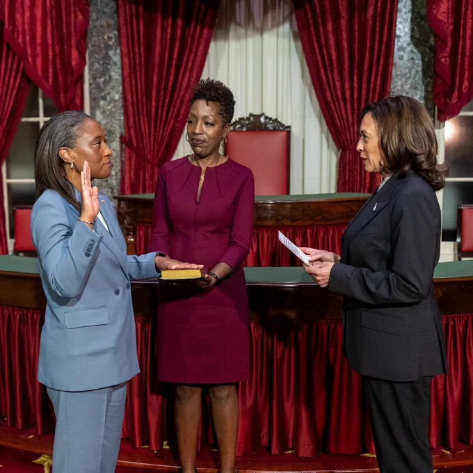 Vice President Harris swears in Laphonza Butler as the newest United States Senator from California.