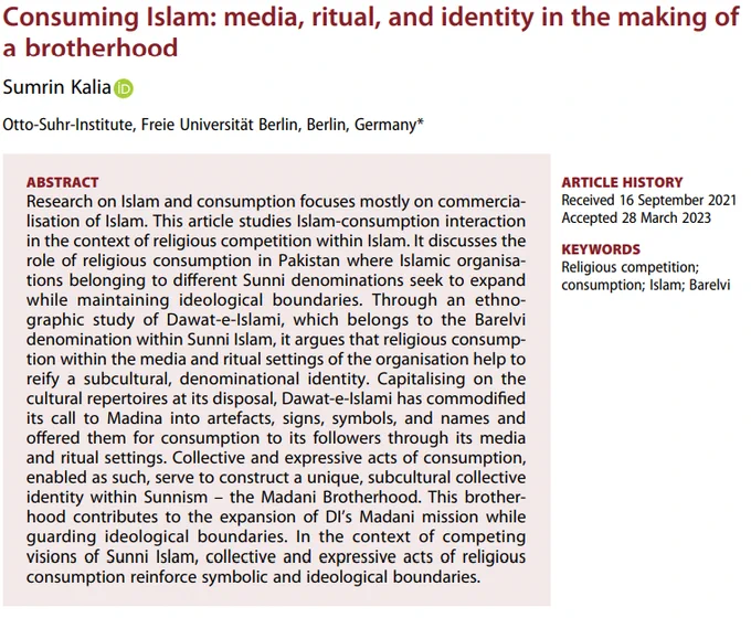 Title and abstract. Consuming Islam: media, ritual, and identity in the making of a brotherhood