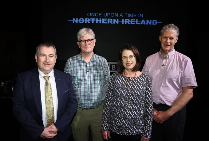 Seamus Bradley, Education Authority, Professor Tony Gallagher, Queen’s University, Belfast, Roisin Marshall from Northern Ireland Council for Integrated Education and Professor Duncan Morrow from the University of Ulster, 