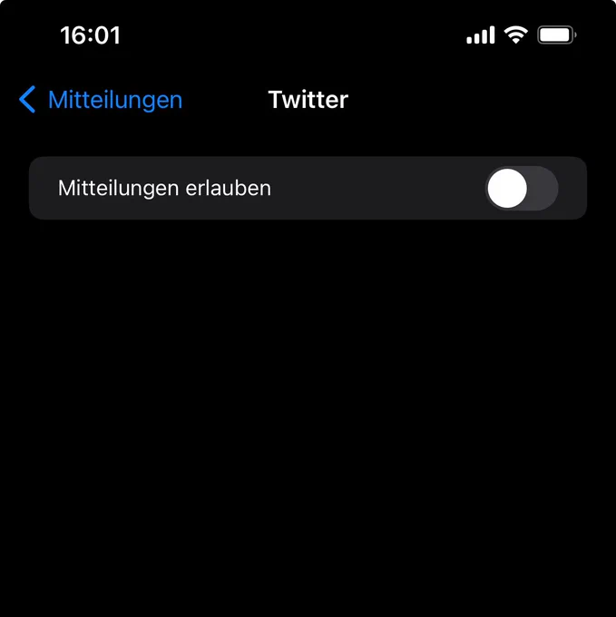 Die Benachrichtigungen von Twitter wurden abgeschaltet.