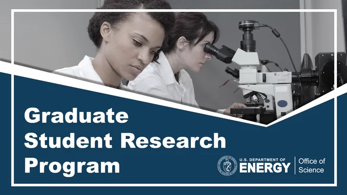 Graduate Student Research Program - photo with a Black woman and white woman in lab coats, with the white woman looking in a microscope