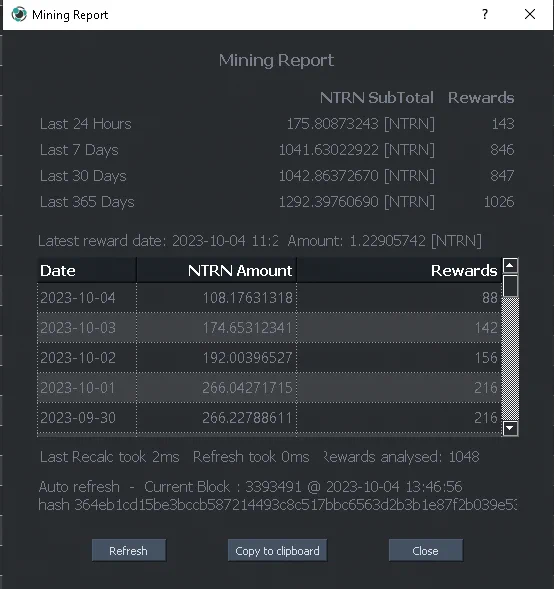Neutron Coin Mining Report For Proof-of-Stake Rewards