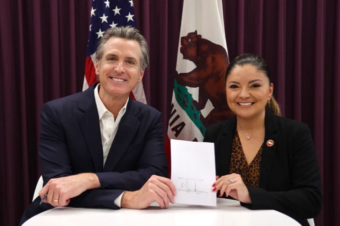 Governor Newsom and Senator Lena Gonzalez (D-Long Beach)