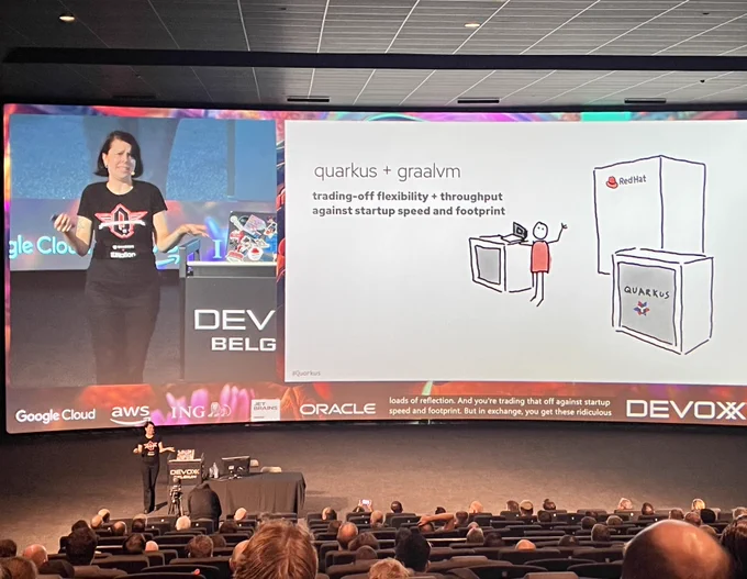 #Kudos 4 your outstanding talk @Devoxx, @holly_cummins!🌟 Your presentation on "Tradeoffs, Bad Science, and Polar Bears – The World of Java Optimization" was enlightening.